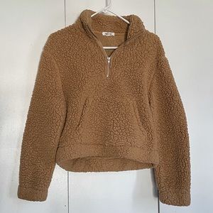 Garage Camel Brown Teddy Quarter-Zip Sweater